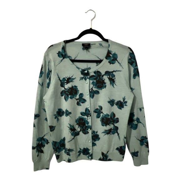 Talbots Cardigan Women’s 1XP Green Italian Merino Wool Cottagecore Sweater - Picture 1 of 14